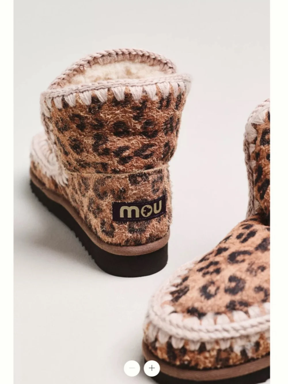 MOU Leopard Stitched Detail Suede Boots